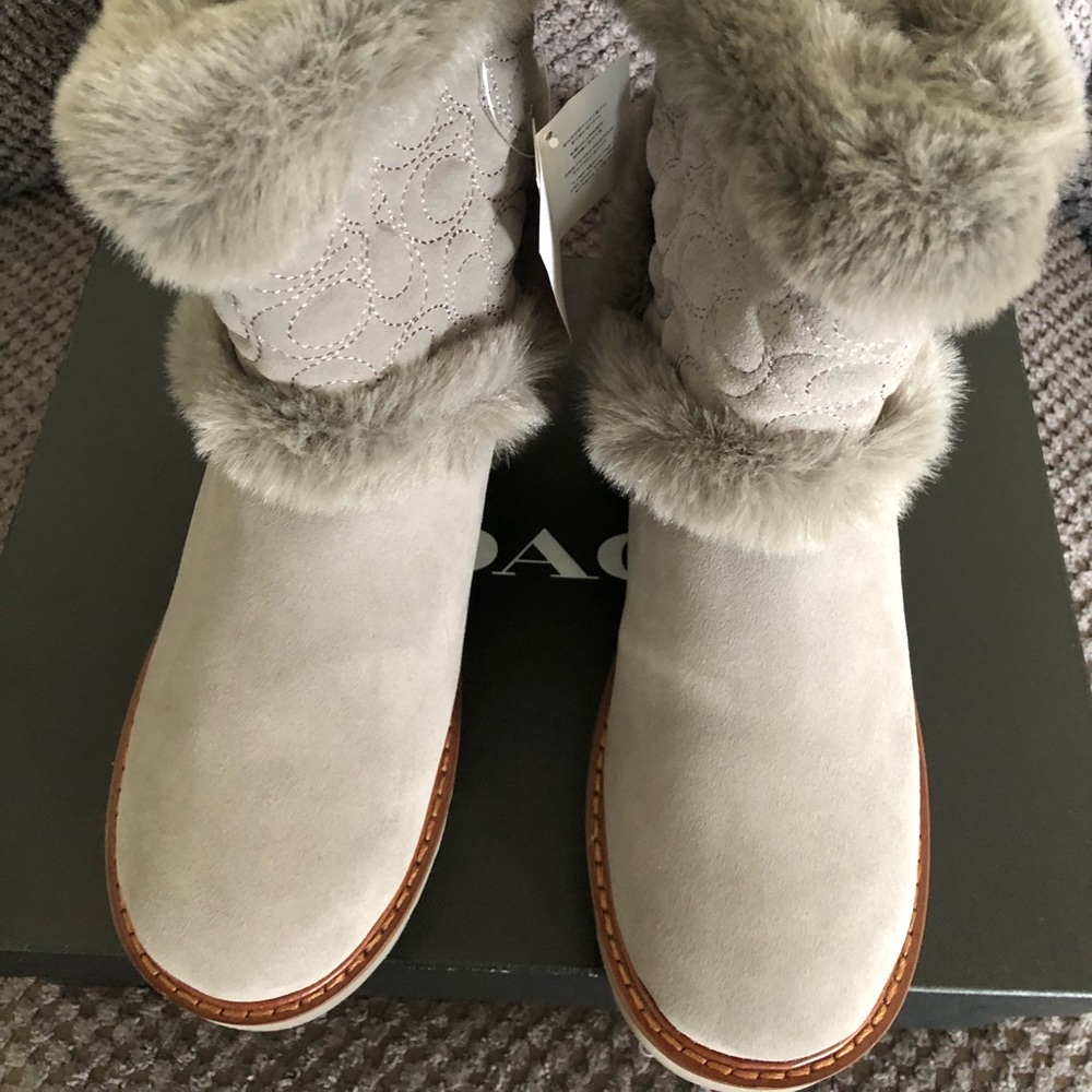 Coach Izzie Grey suede boots.
